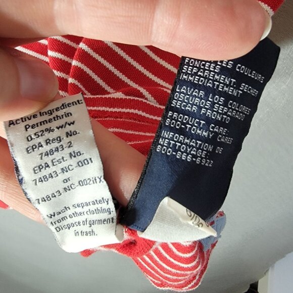 Tommy Hilfiger Buzz Off Mens Polo Shirt Insect Repellent Red White Striped L - Picture 9 of 11